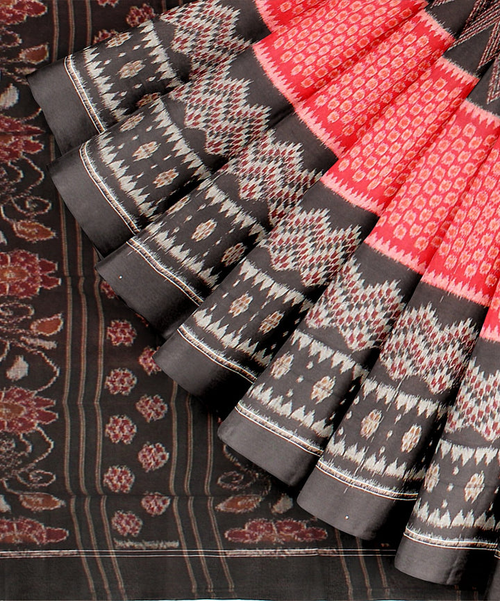 Red black handloom cotton sambalpuri saree