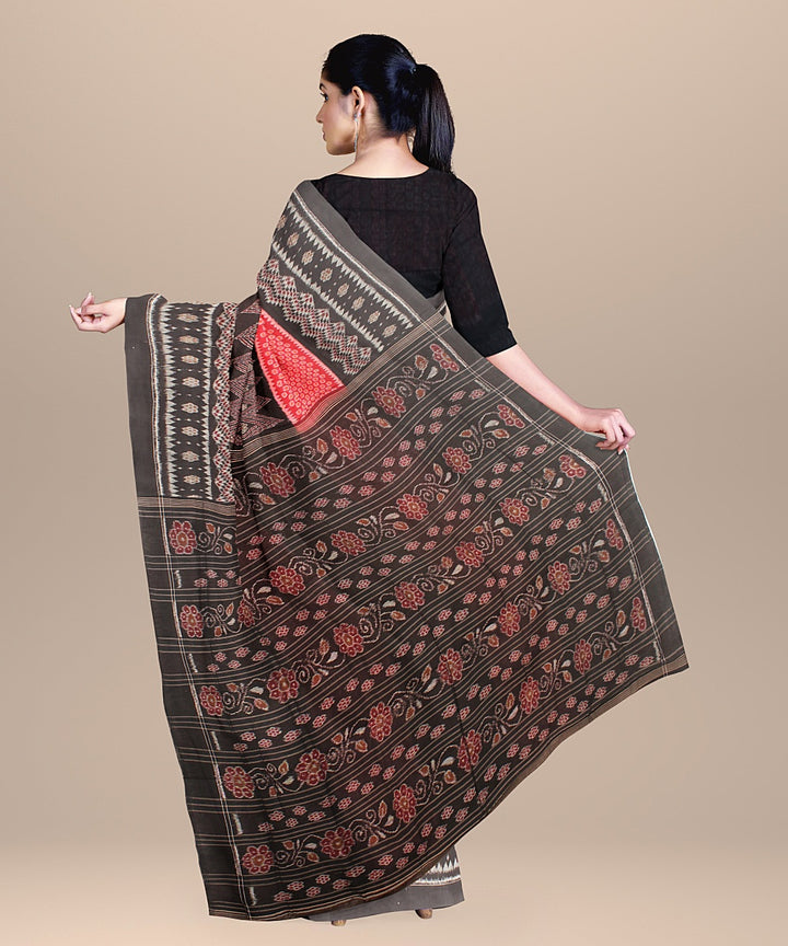 Red black handloom cotton sambalpuri saree