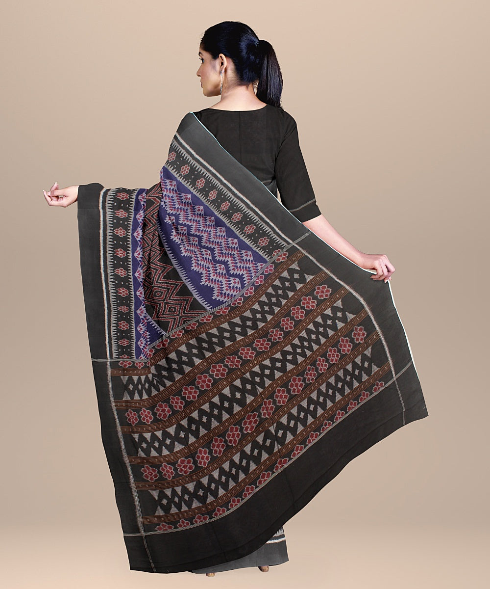 Navy blue black cotton handloom sambalpuri saree