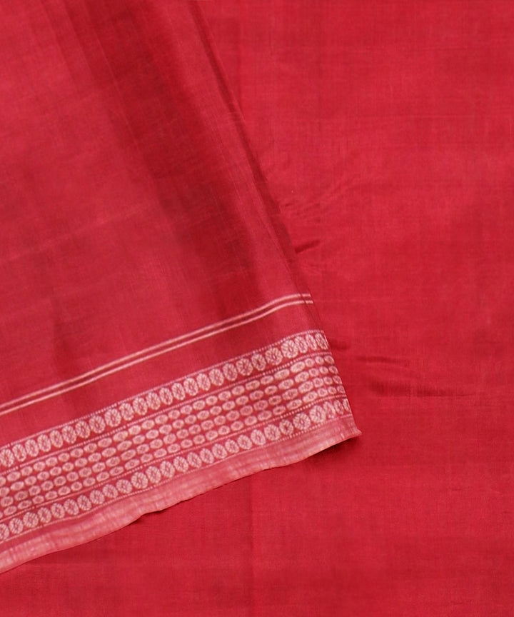 Dark green red sambalpuri cotton handloom saree