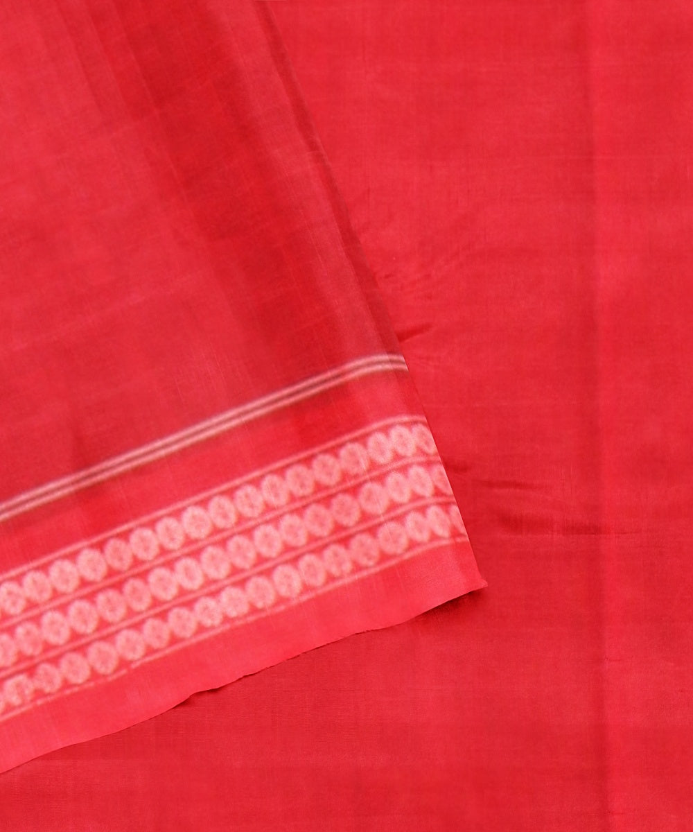 Bottle green red cotton handloom sambalpuri saree