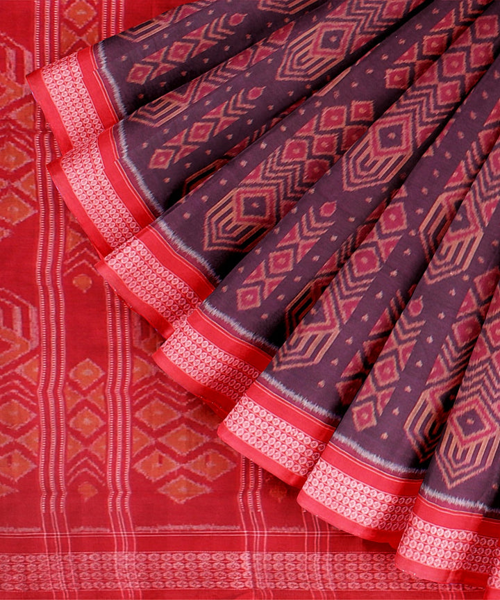 Purple red handloom cotton sambalpuri saree