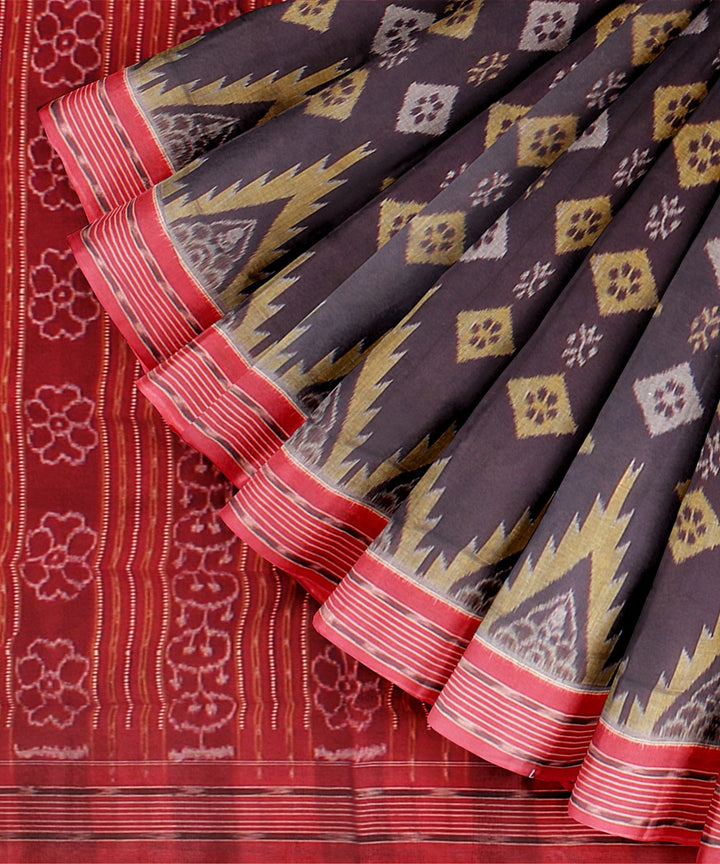 Purple red cotton handloom sambalpuri saree