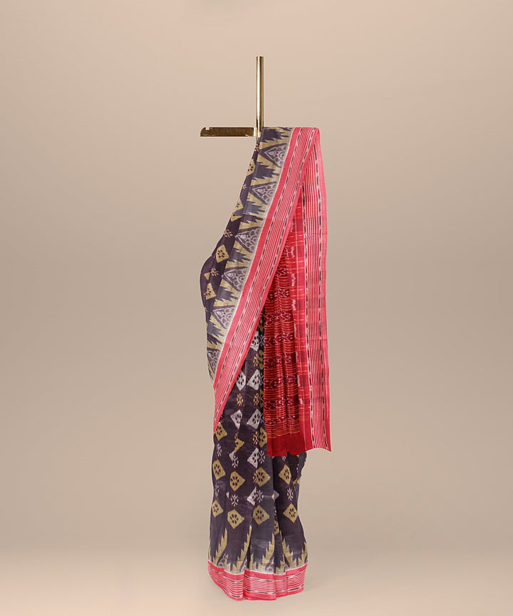 Purple red cotton handloom sambalpuri saree