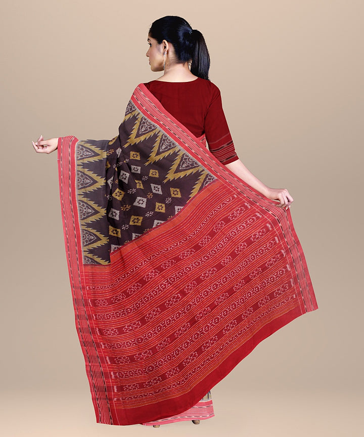 Purple red cotton handloom sambalpuri saree