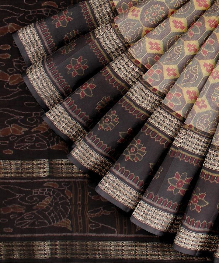 Grey deep maroon cotton handloom sambalpuri saree