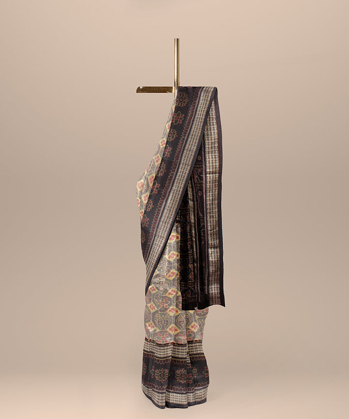 Grey deep maroon cotton handloom sambalpuri saree