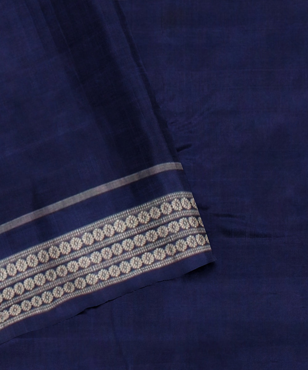 Deep maroon blue cotton handloom sambalpuri saree