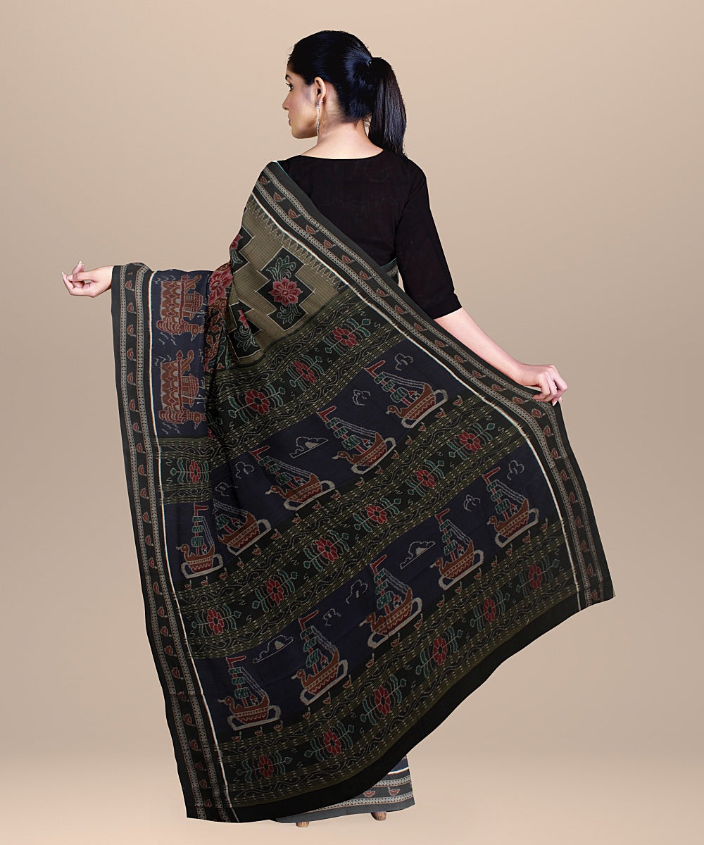 Multicolor handloom cotton sambalpuri boita saree