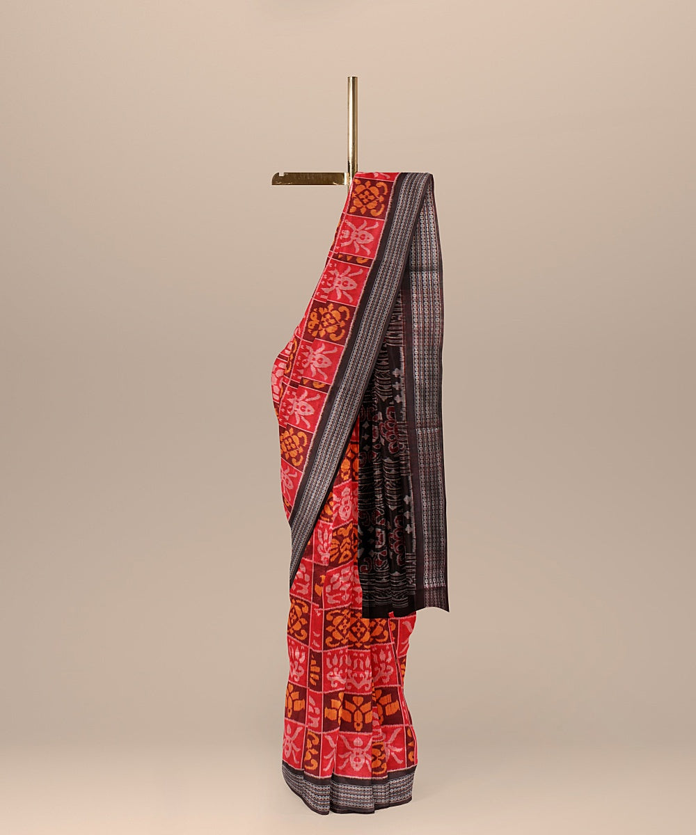 Multicolor black cotton handloom sambalpuri saree