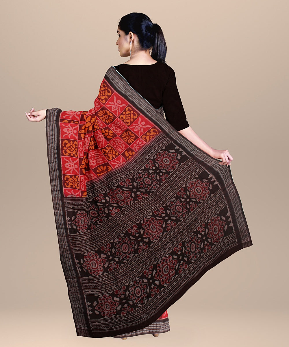 Multicolor black cotton handloom sambalpuri saree