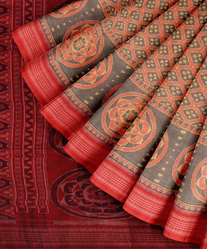 Red maroon cotton handloom sambalpuri saree