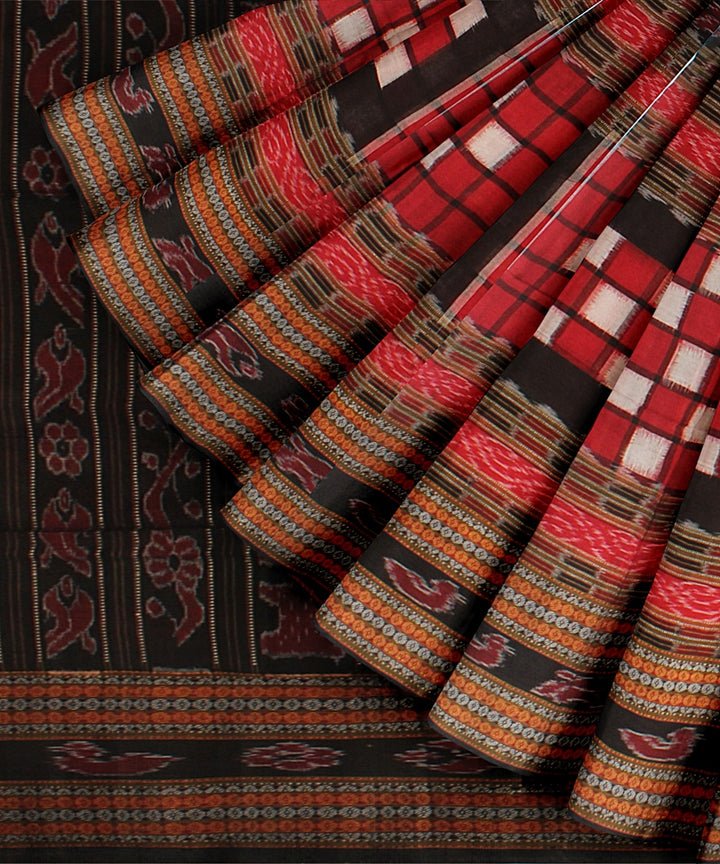 Red black cotton handloom sambalpuri bichitrapuri saree