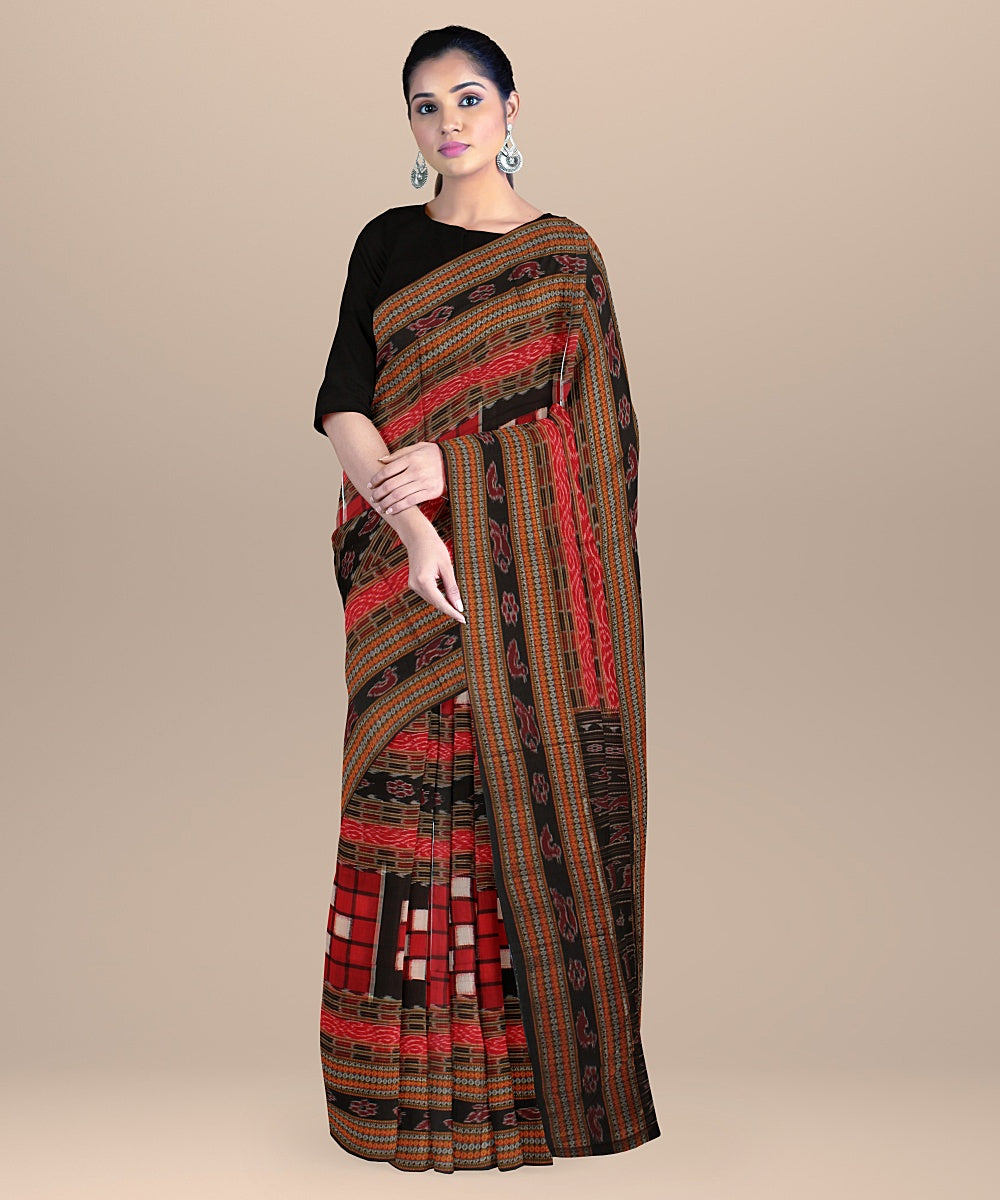 Red black cotton handloom sambalpuri bichitrapuri saree