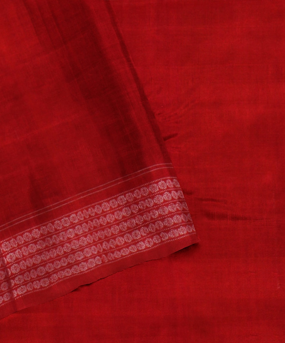 Maroon red sambalpuri handloom cotton saree