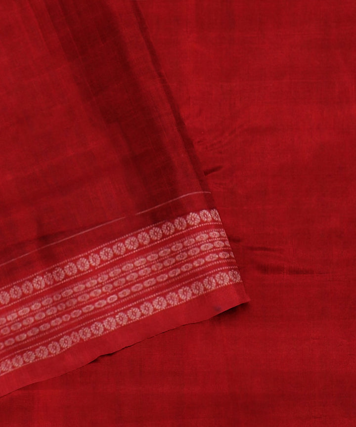 Cyan blue red cotton handloom sambalpuri saree