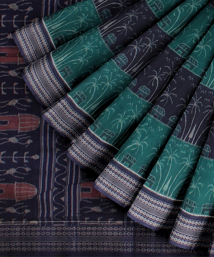 Green blue cotton handloom sambalpuri saree