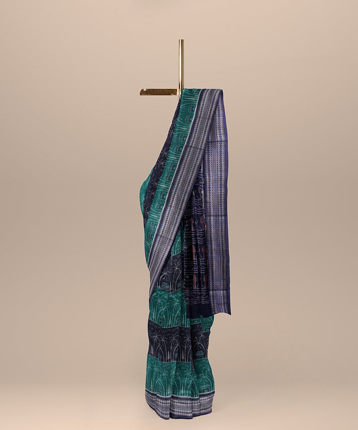 Green blue cotton handloom sambalpuri saree