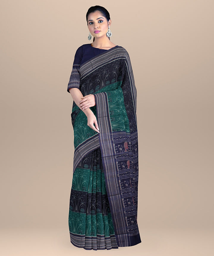 Green blue cotton handloom sambalpuri saree