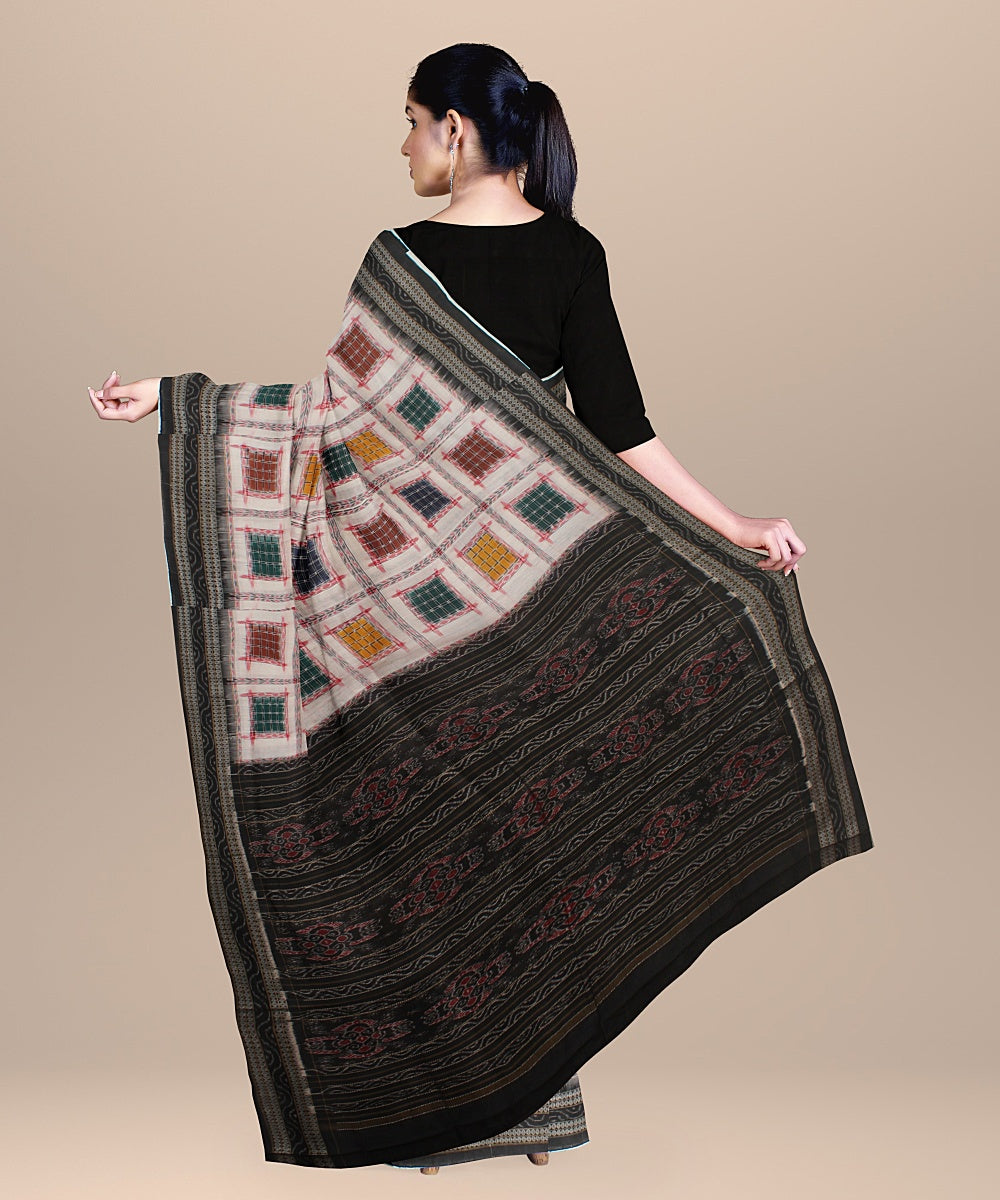 Multicolor black cotton handloom sambalpuri ashwini saree