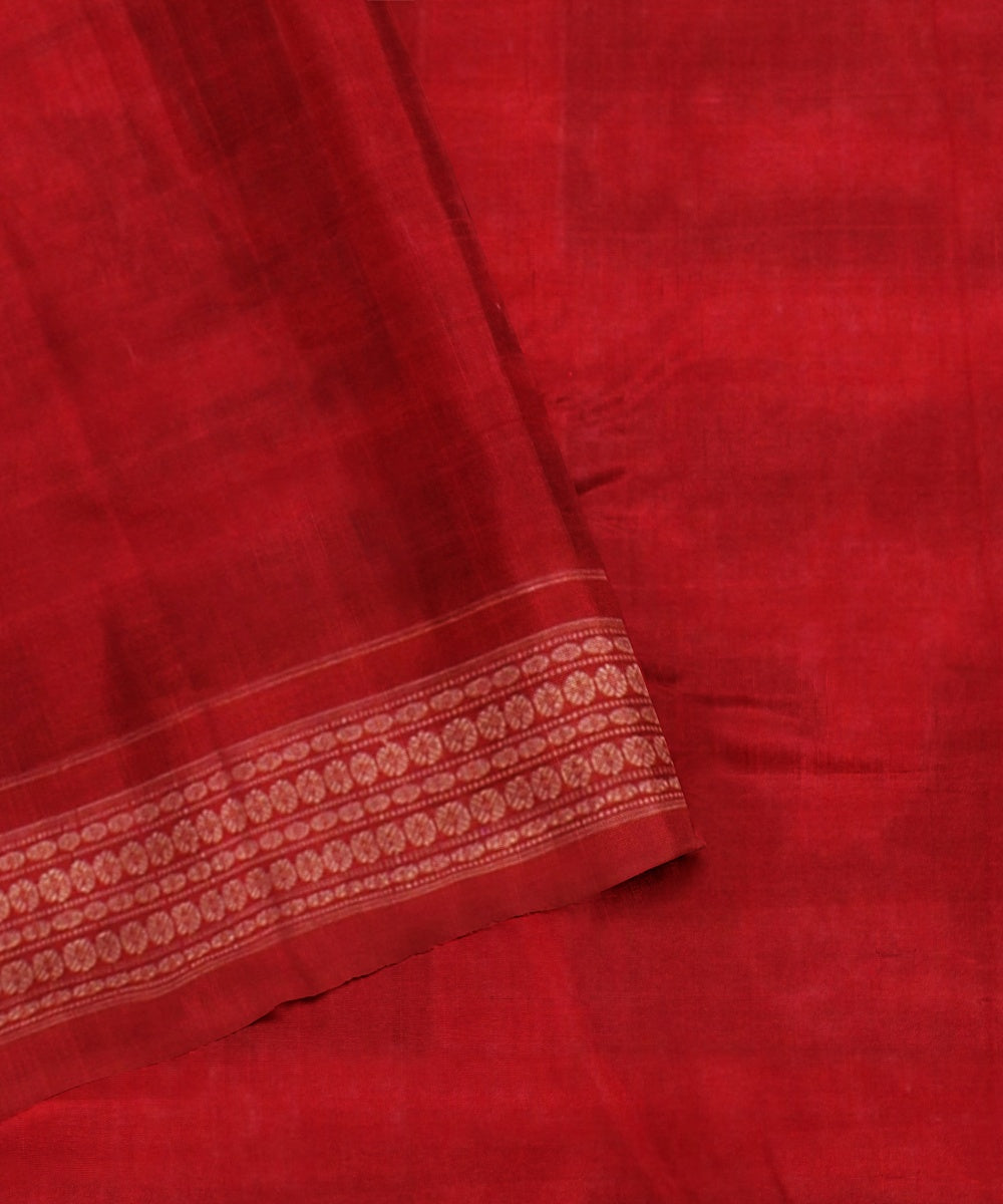 Grey red handloom sambalpuri cotton saree