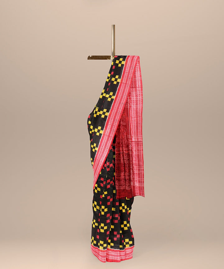 Black red cotton handloom sambalpuri saree