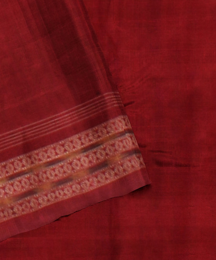 Maroon red cotton sambalpuri handloom saree