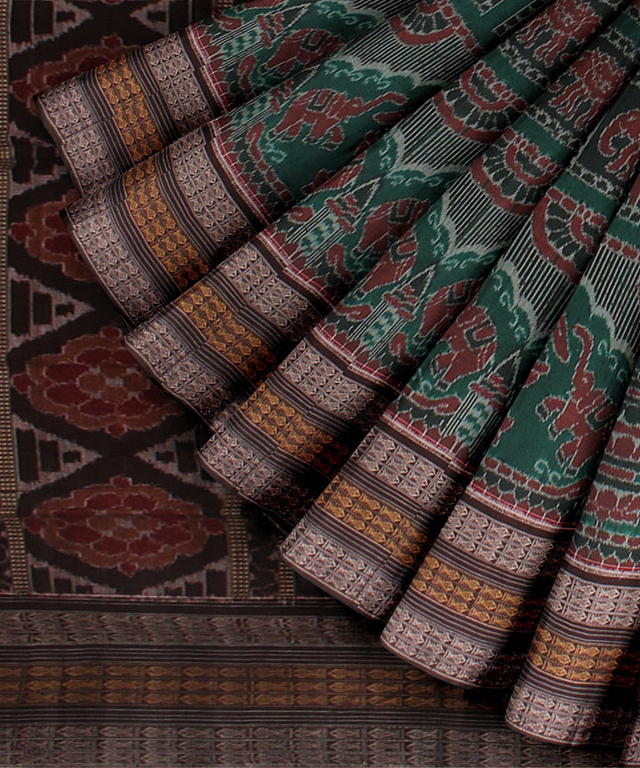 Green maroon cotton sambalpuri handloom saree