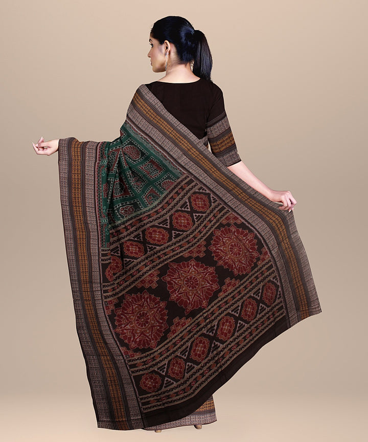 Green maroon cotton sambalpuri handloom saree