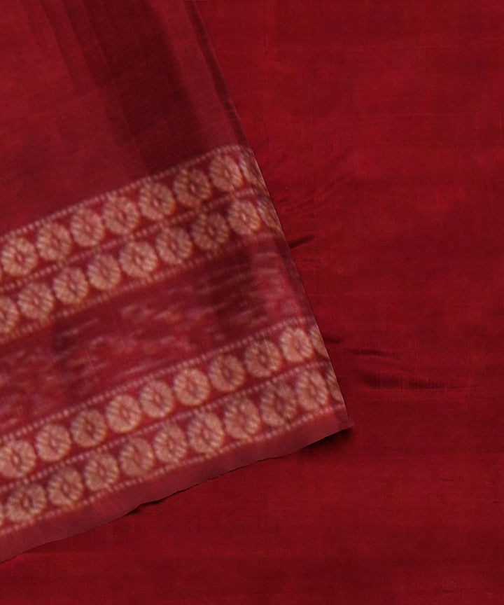 Cyan green maroon cotton handloom sambalpuri saree