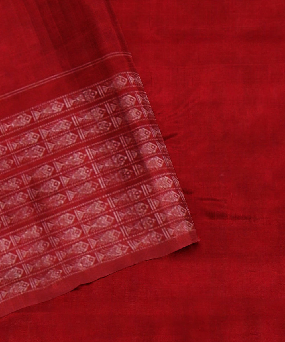 Grey red cotton handloom sambalpuri saree