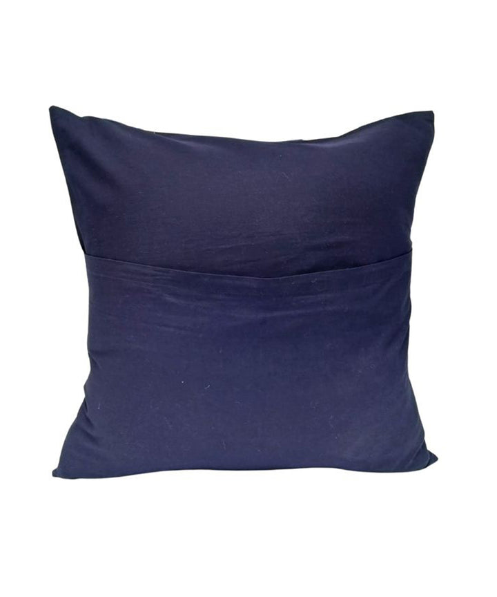 Indigo white small square design cotton shibori cushion cover