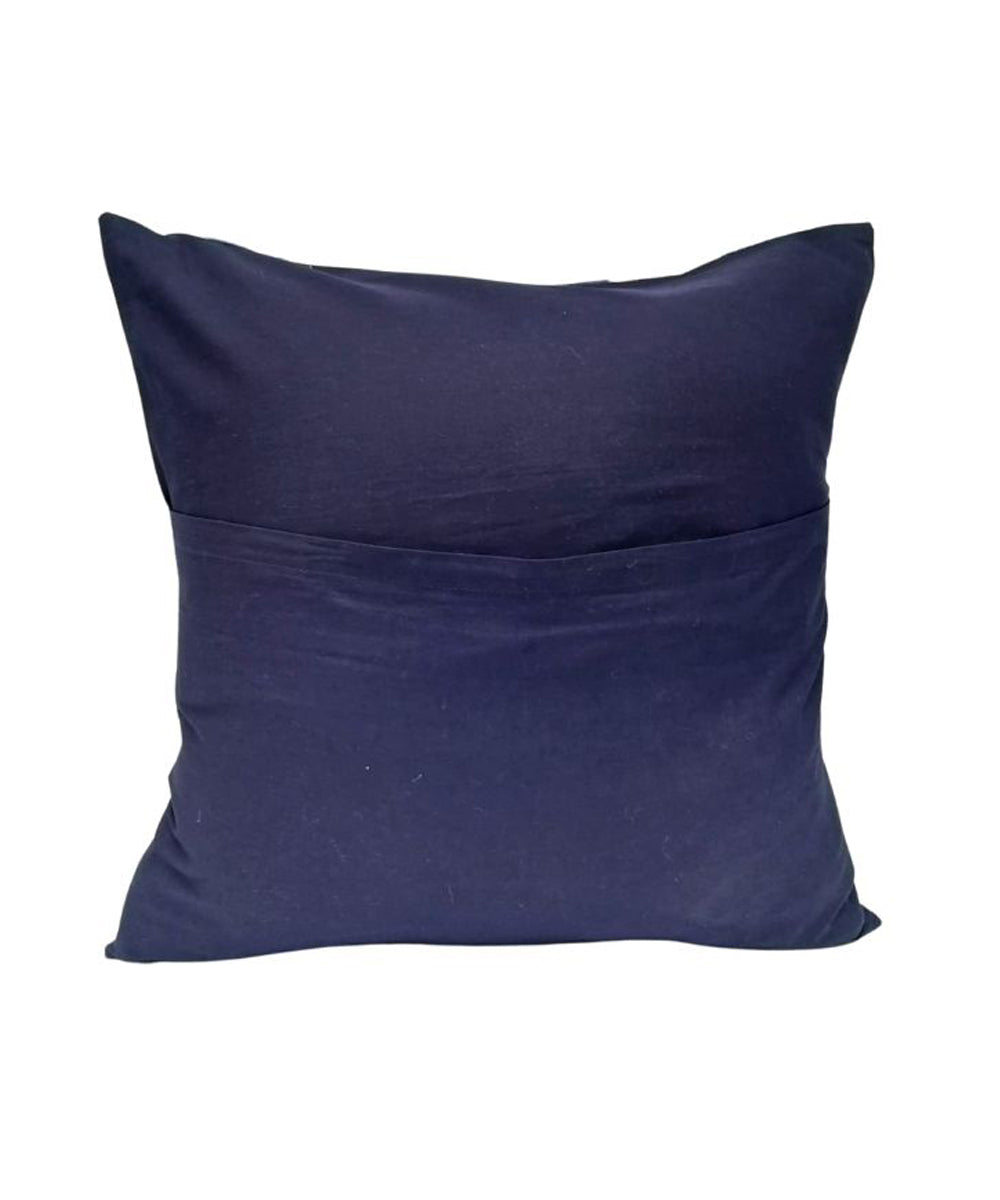 Indigo white geometric design cotton shibori cushion cover