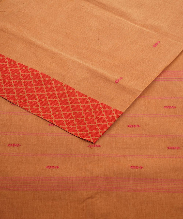 Light pink red border cotton venkatagiri handwoven saree