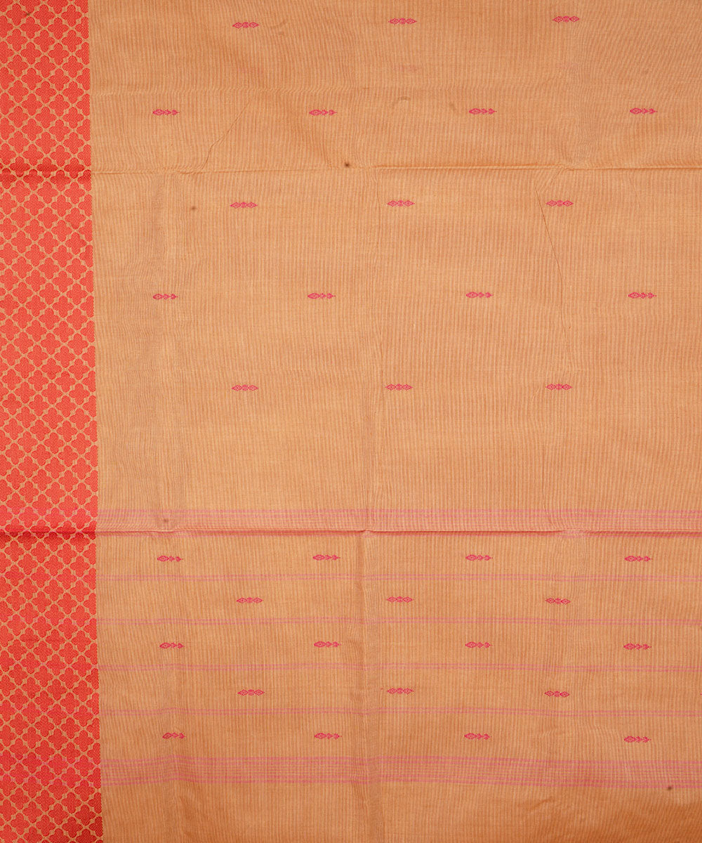 Light pink red border cotton venkatagiri handwoven saree