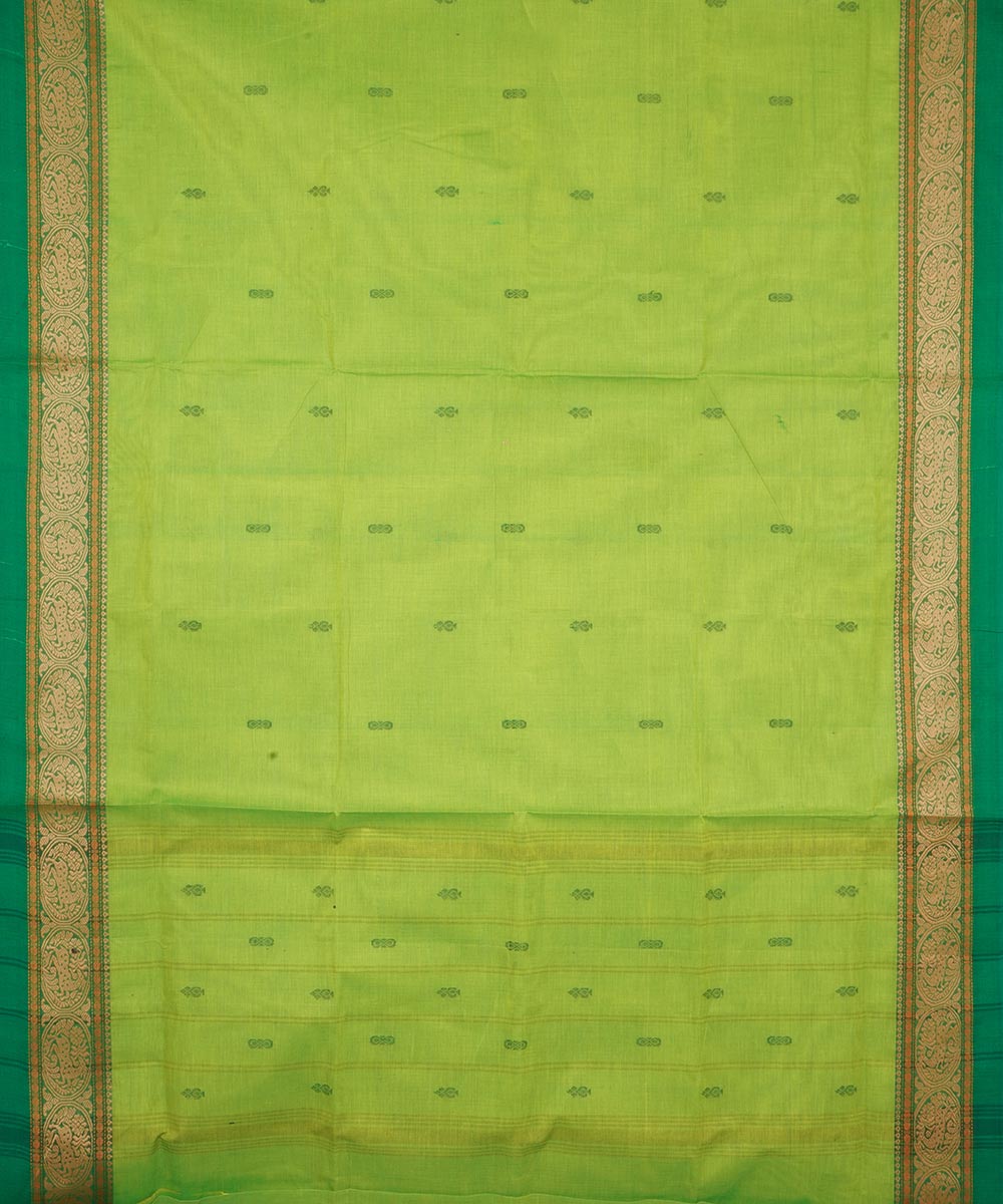 Light green deep green border cotton venkatagiri handloom saree