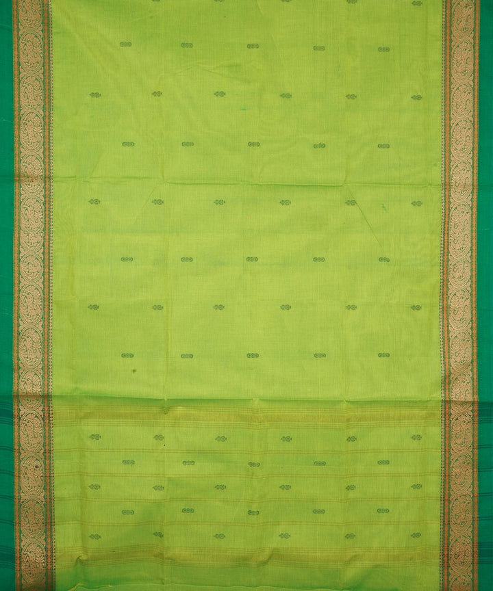 Light green deep green border cotton venkatagiri handloom saree