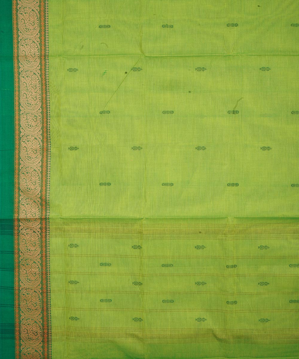 Light green deep green border cotton venkatagiri handloom saree