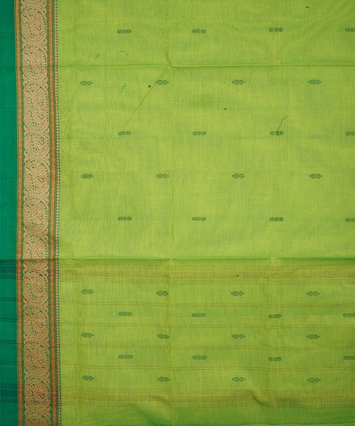 Light green deep green border cotton venkatagiri handloom saree