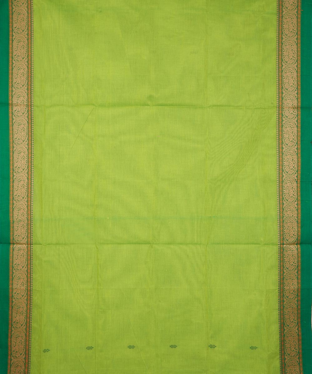 Light green deep green border cotton venkatagiri handloom saree