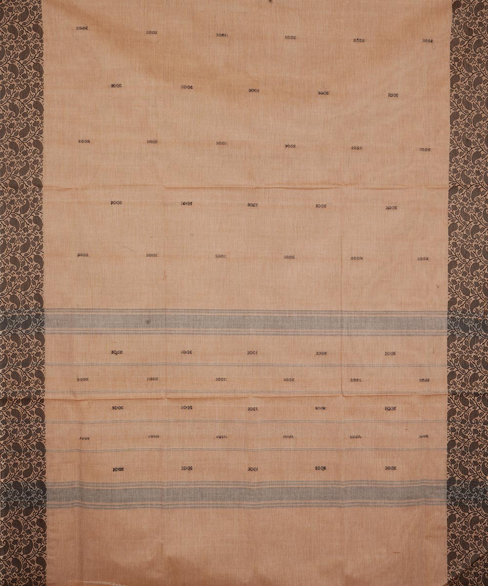 Beige black border cotton venkatagiri handloom saree