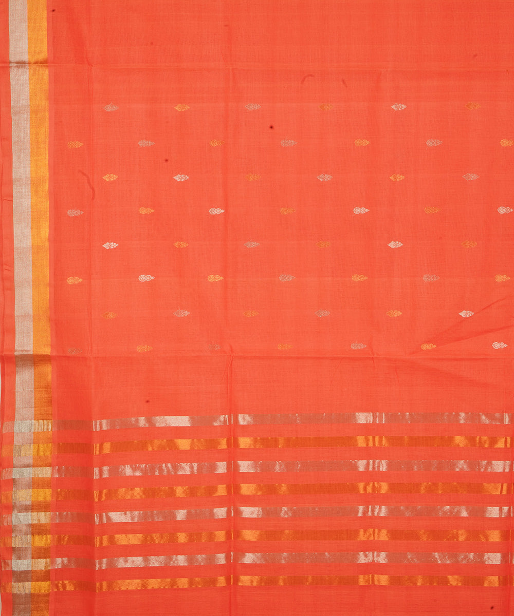 Orange cotton venkatagiri handwoven saree