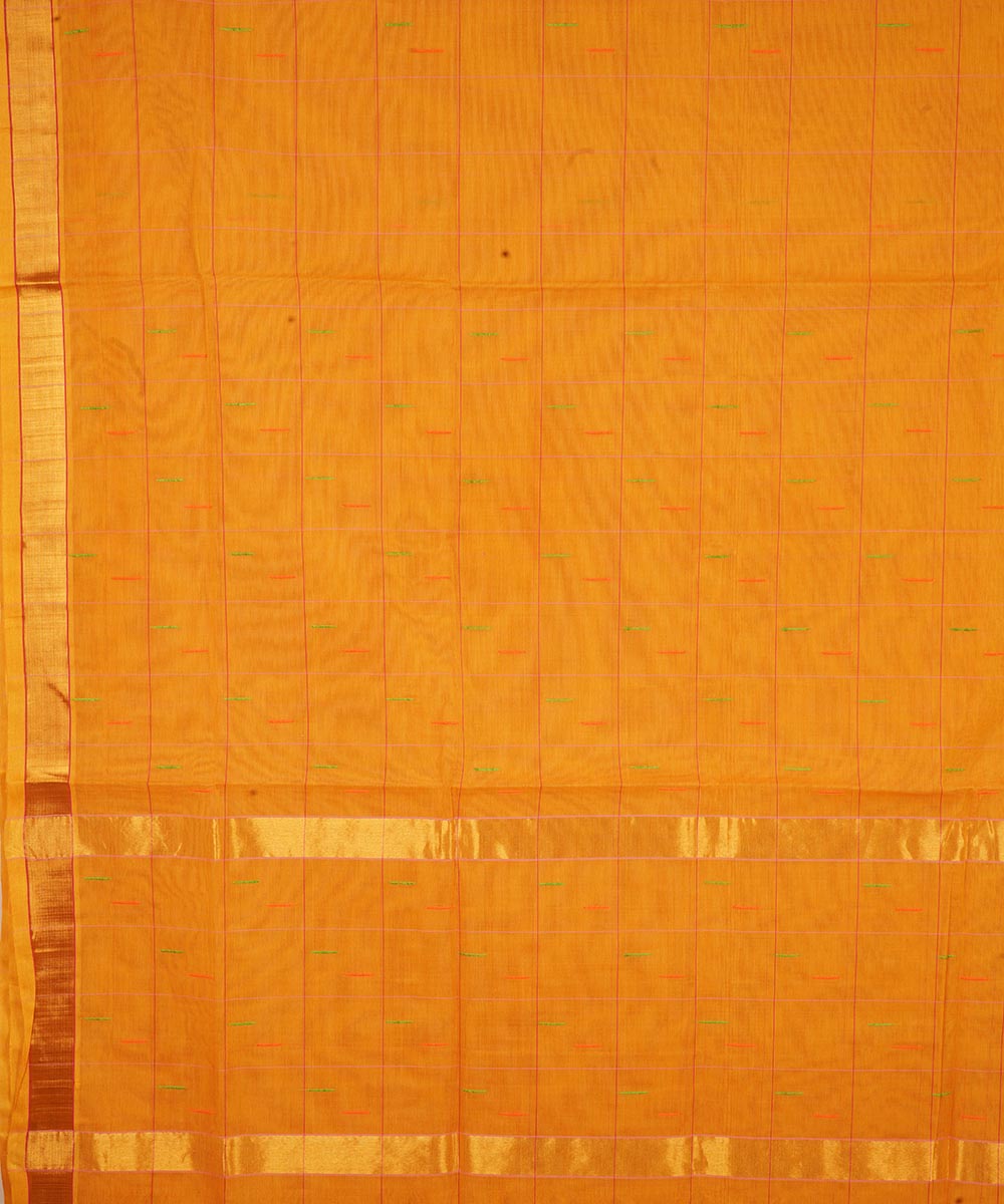 Mustard golden zari border cotton venkatagiri handloom saree
