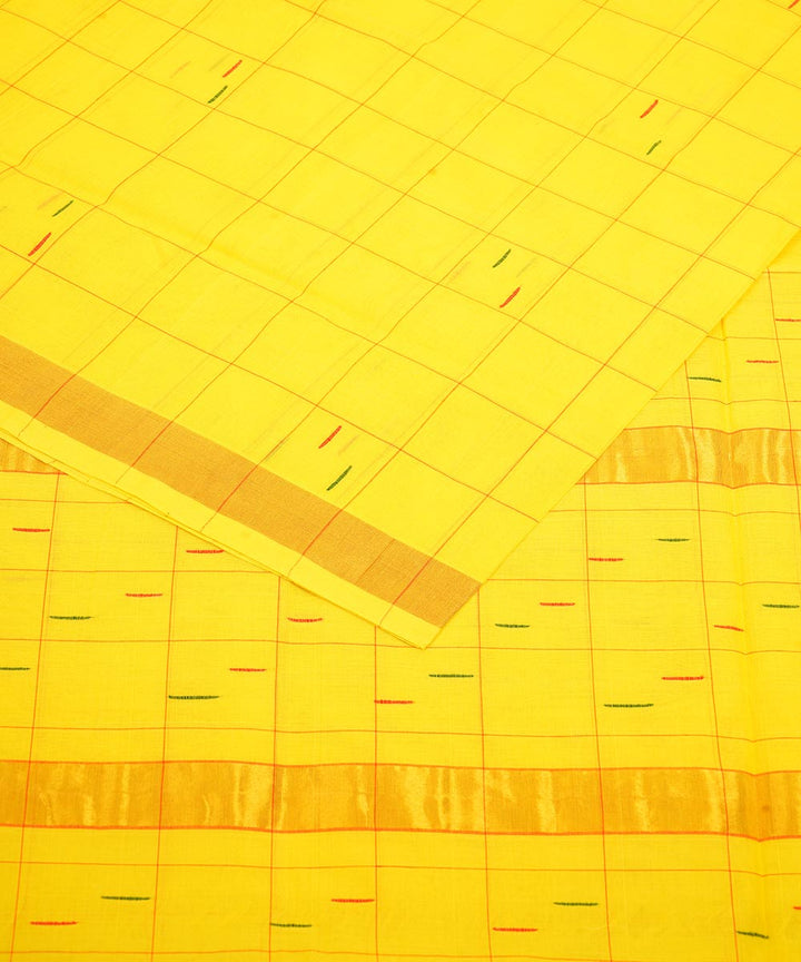 Yellow golden zari border cotton venkatagiri handloom saree