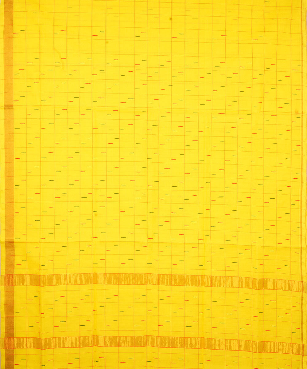 Yellow golden zari border cotton venkatagiri handloom saree