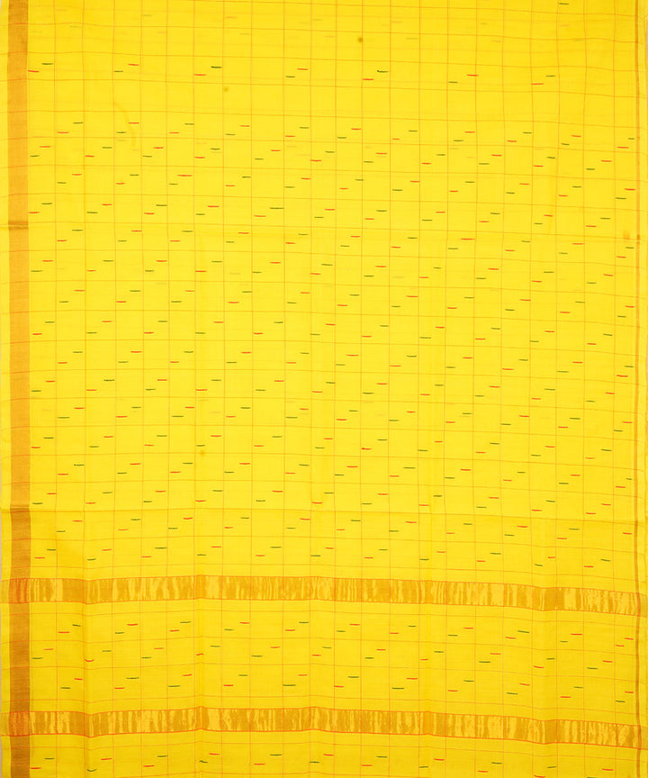 Yellow golden zari border cotton venkatagiri handloom saree