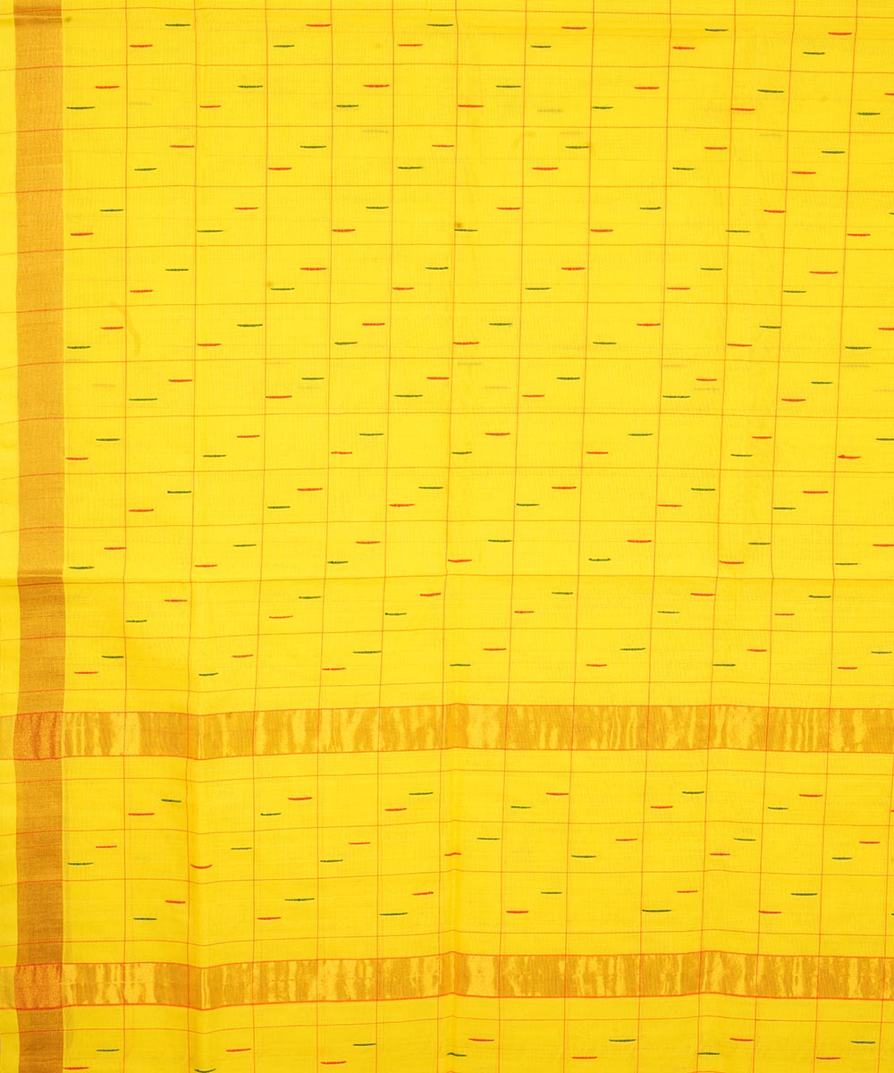 Yellow golden zari border cotton venkatagiri handloom saree
