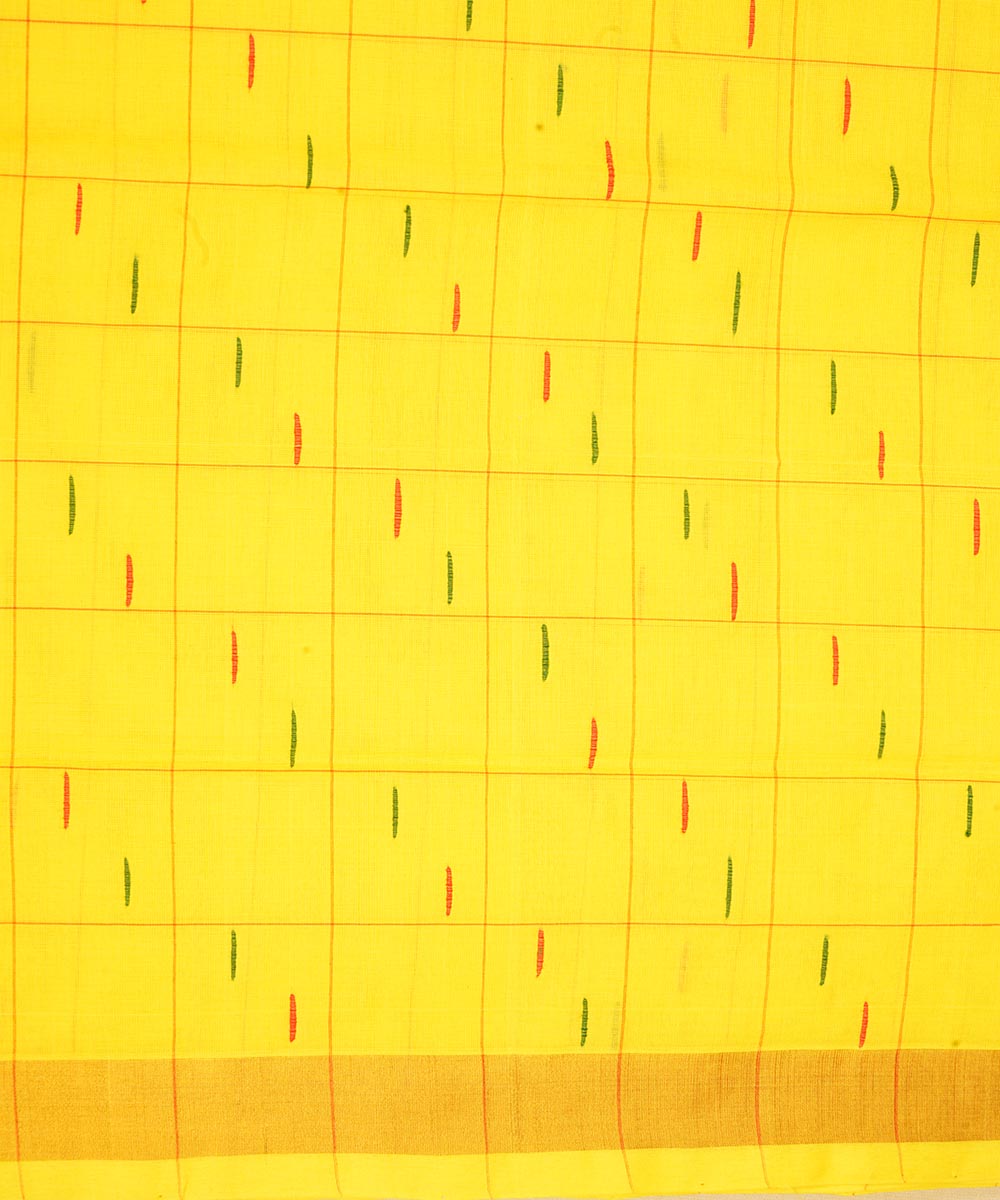 Yellow golden zari border cotton venkatagiri handloom saree