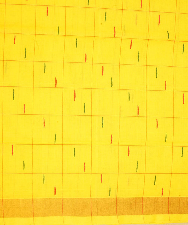 Yellow golden zari border cotton venkatagiri handloom saree