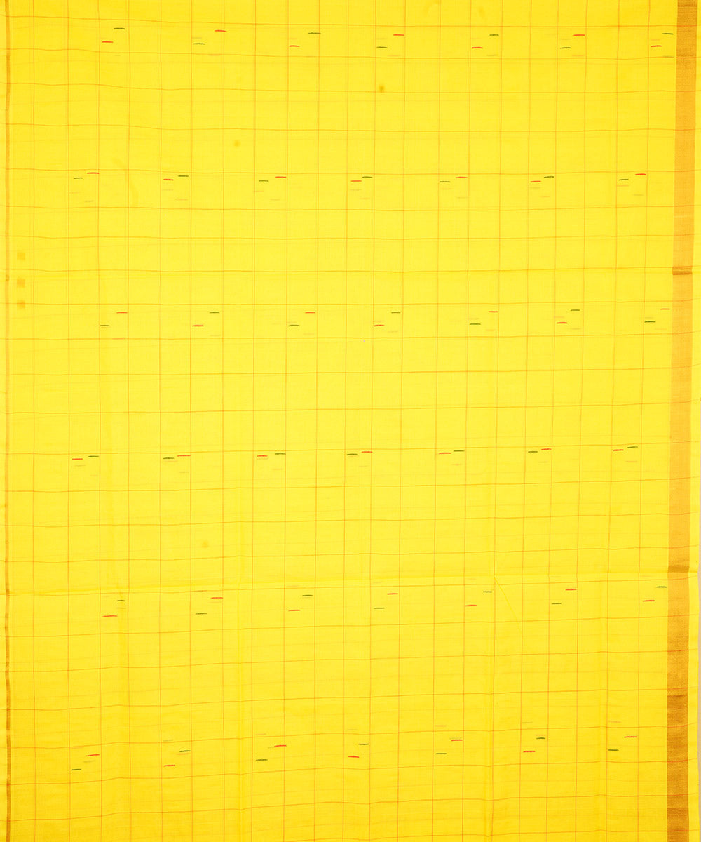Yellow golden zari border cotton venkatagiri handloom saree